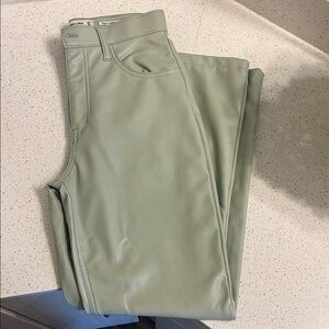 Light Green Faux Leather Pants